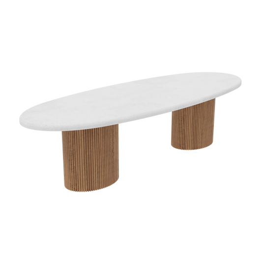 OVAL TWIN TEAK LEG DINING TABLE